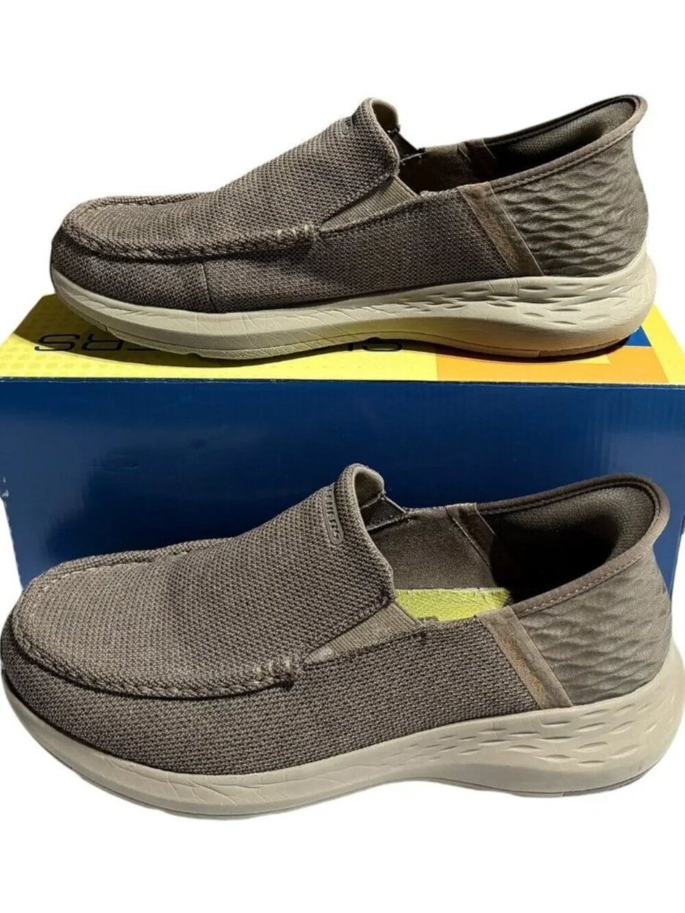 Skechers Parson Ralven 204804WW 12 Extra Wide Taupe Slip-ins Memory Foam Loafers
